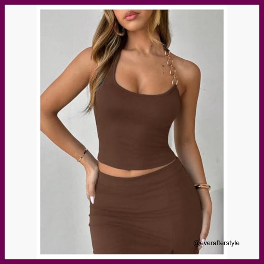 Polyester Blend Ring Linked Backless Halter Neck … - image 4